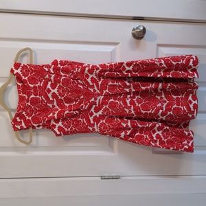 Red and white Closet London dress, size 8UK, cutout back, pockets